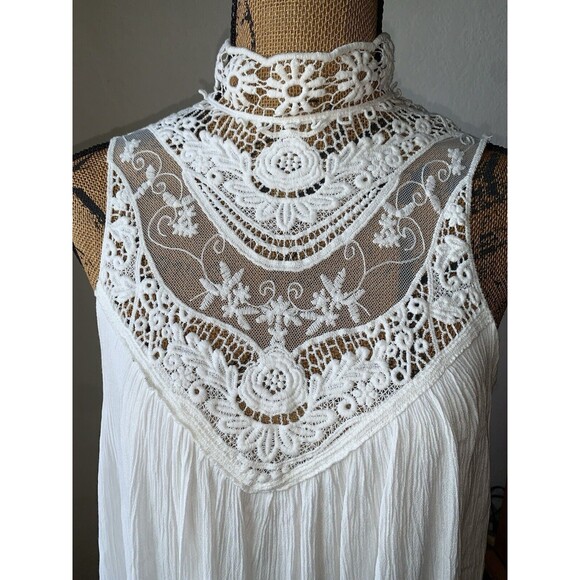 J For Justice White Mini Flowing Hippie Coquette Girl Summer Crochet Dress MED - Picture 6 of 9